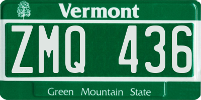 VT license plate ZMQ436