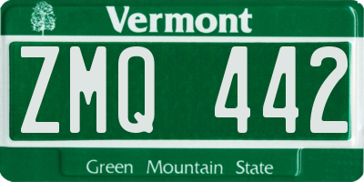 VT license plate ZMQ442