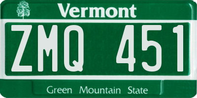 VT license plate ZMQ451