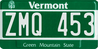 VT license plate ZMQ453