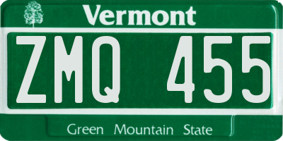 VT license plate ZMQ455