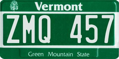 VT license plate ZMQ457