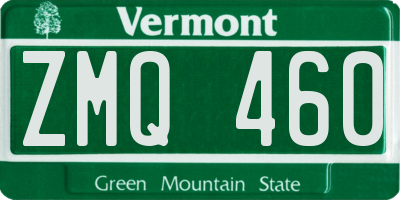 VT license plate ZMQ460
