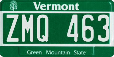 VT license plate ZMQ463