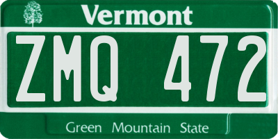 VT license plate ZMQ472