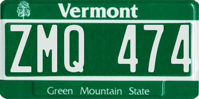 VT license plate ZMQ474
