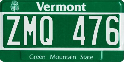 VT license plate ZMQ476