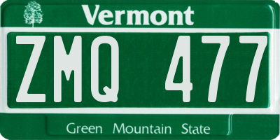VT license plate ZMQ477
