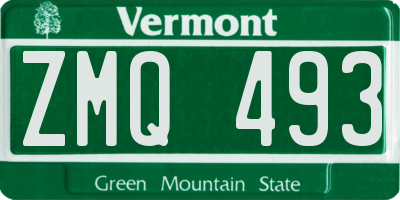 VT license plate ZMQ493