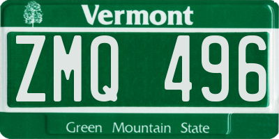 VT license plate ZMQ496