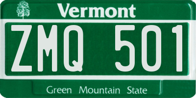 VT license plate ZMQ501