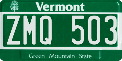 VT license plate ZMQ503