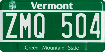 VT license plate ZMQ504