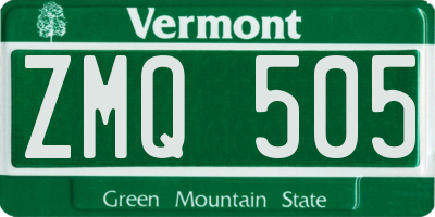 VT license plate ZMQ505