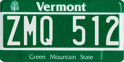 VT license plate ZMQ512