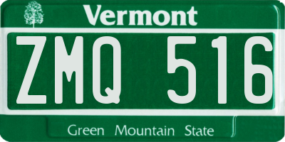 VT license plate ZMQ516