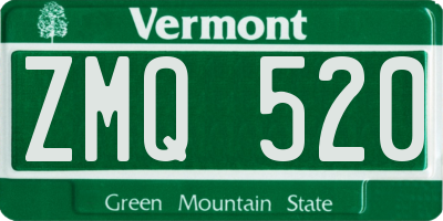 VT license plate ZMQ520
