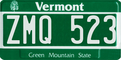 VT license plate ZMQ523