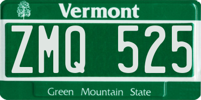 VT license plate ZMQ525