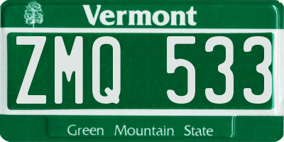 VT license plate ZMQ533