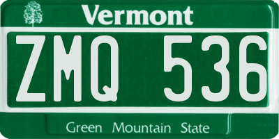 VT license plate ZMQ536