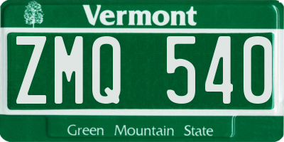 VT license plate ZMQ540