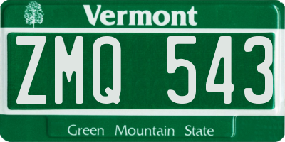 VT license plate ZMQ543