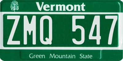 VT license plate ZMQ547