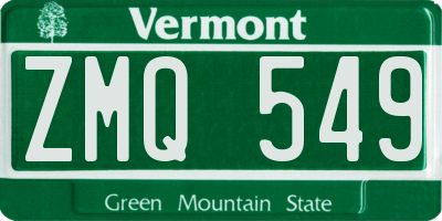 VT license plate ZMQ549