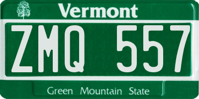 VT license plate ZMQ557