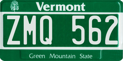 VT license plate ZMQ562