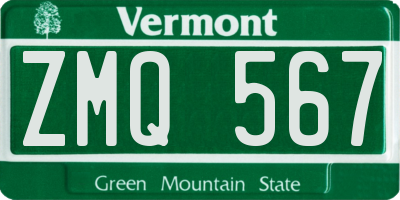 VT license plate ZMQ567