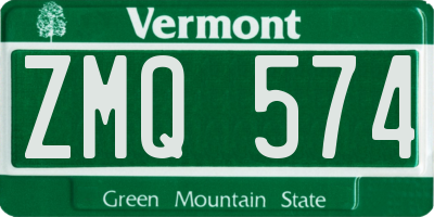 VT license plate ZMQ574