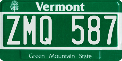 VT license plate ZMQ587