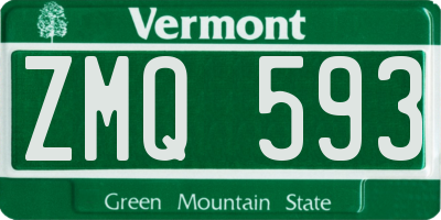 VT license plate ZMQ593