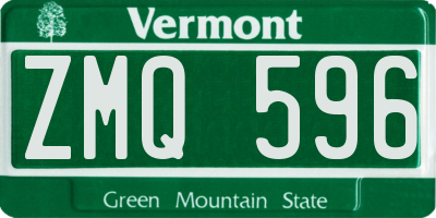 VT license plate ZMQ596
