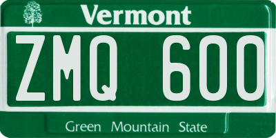 VT license plate ZMQ600
