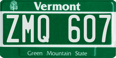 VT license plate ZMQ607