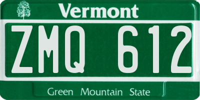 VT license plate ZMQ612