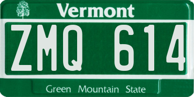 VT license plate ZMQ614