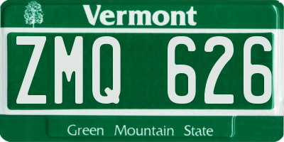 VT license plate ZMQ626