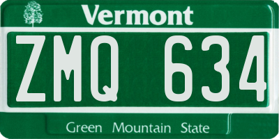VT license plate ZMQ634
