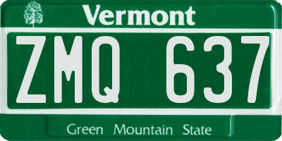 VT license plate ZMQ637
