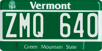 VT license plate ZMQ640