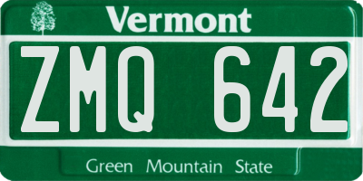 VT license plate ZMQ642
