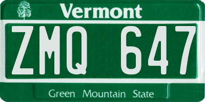 VT license plate ZMQ647