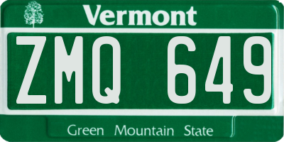 VT license plate ZMQ649