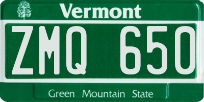 VT license plate ZMQ650