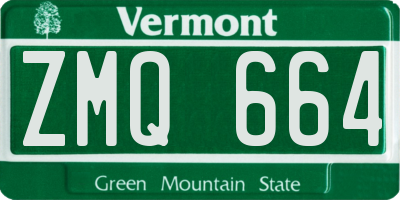 VT license plate ZMQ664