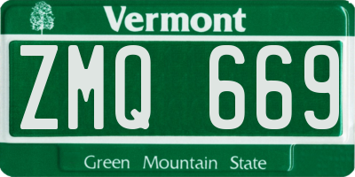 VT license plate ZMQ669